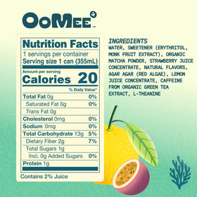 OoMee Fruity Matcha Berry closeup showing triple fruit infusion to curb cravings