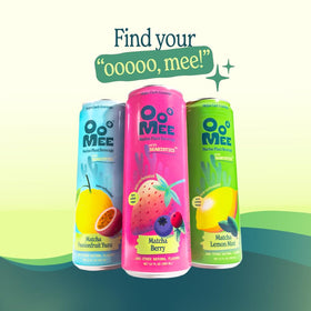 OoMee Fruity Matcha refrigerated display featuring the marine plant drink