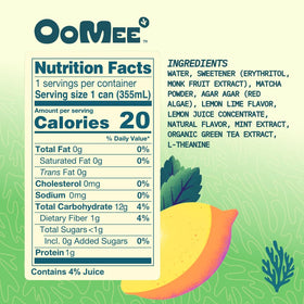 OoMee Fruity Matcha Lemon Mint can for crisp flavor and steady focus