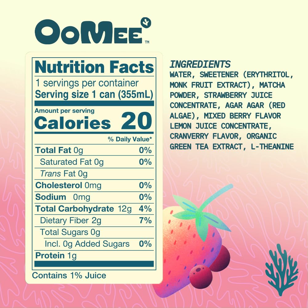 OoMee Fruity Matcha Passionfruit-Yuzu can with tropical aroma and natural energy