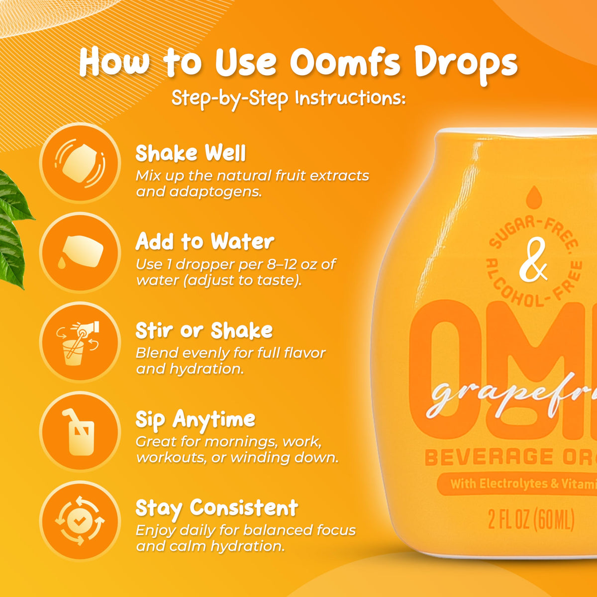 Oomfs Drops gym bottle mix with electrolytes for balanced hydration during workouts