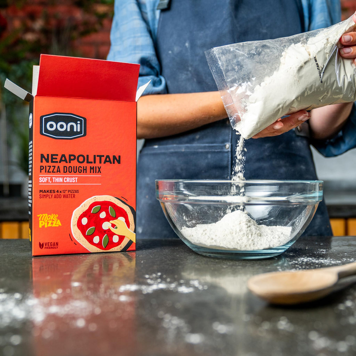 Ooni Neapolitan Dough Mix yields four dough balls for pizzas.