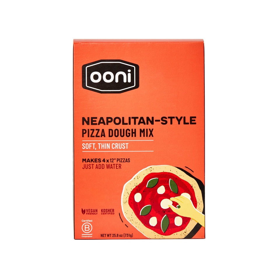 Ooni Neapolitan Dough Mix packaging highlights convenient home prep.