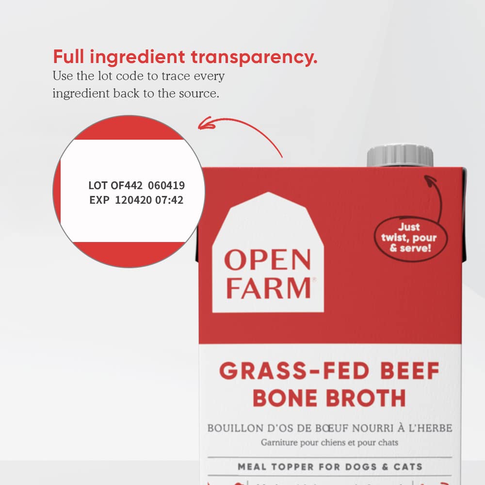 Open Farm logo on bottle highlighting grass-fed beef