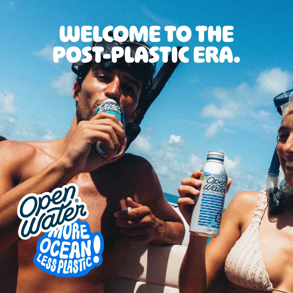 Open Water 12-pack display showing US-made sparkling water