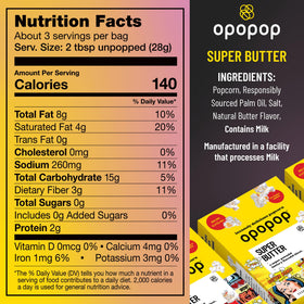 Opopop butter popcorn bag closeup shows rich aroma and melt in mouth texture