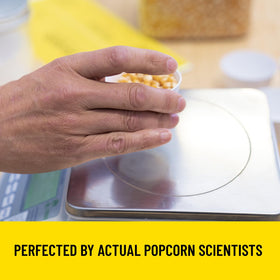 Opopop caramel popcorn bite closeup highlights rich flavor