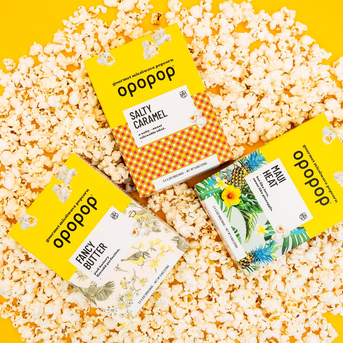 Opopop gluten-free non-GMO popcorn label for allergen-conscious snacking