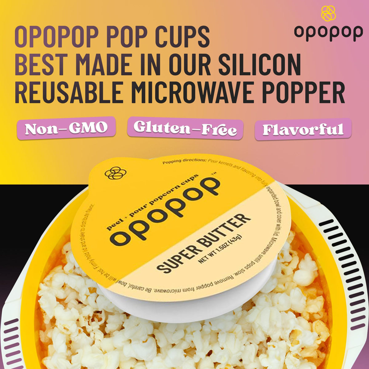 Opopop kernel oil and flavoring inside a single cup