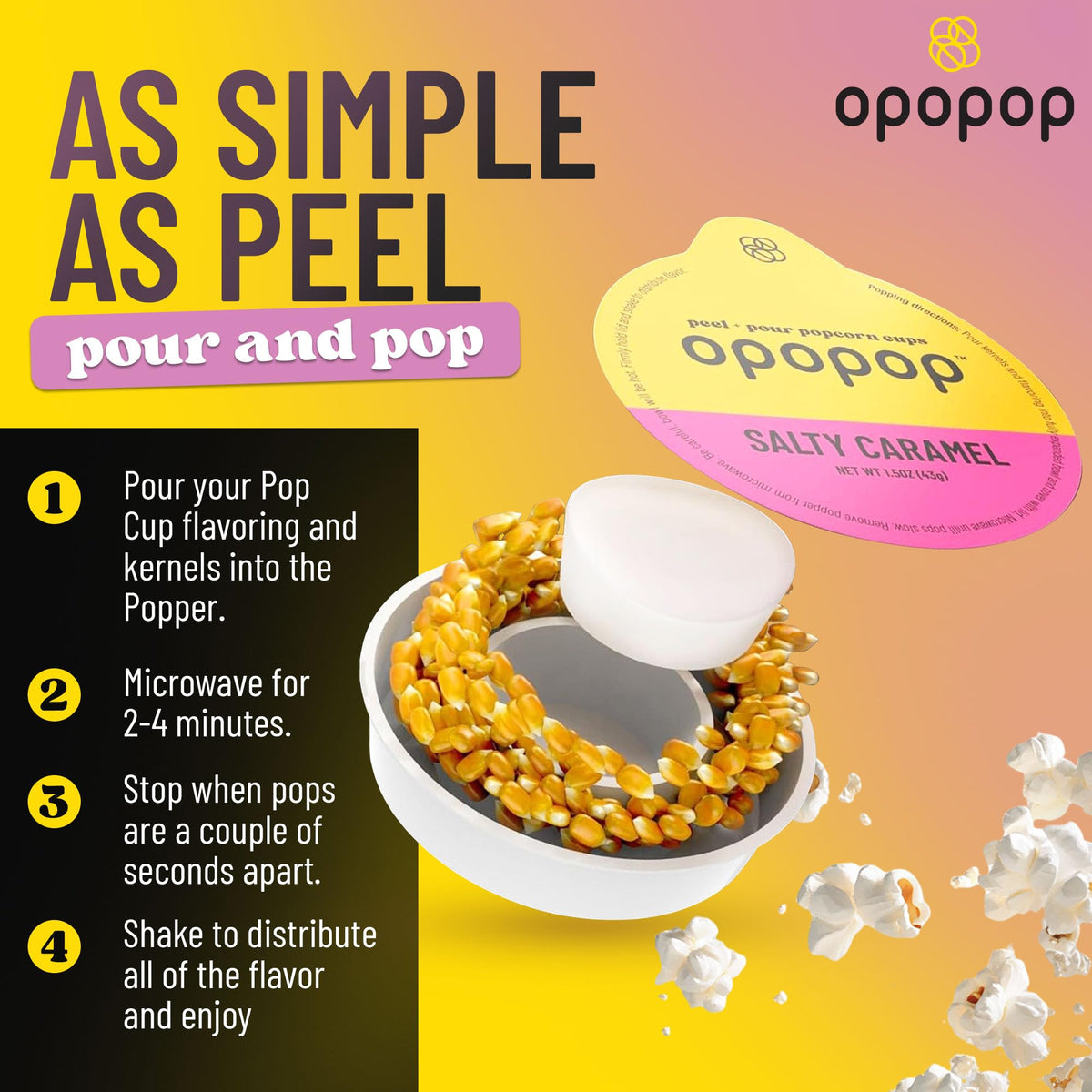 Opopop microwave pop cups assembly shows easy, mess-free prep.