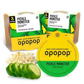 Opopop Pickle Monster pop cups offer convenient six-pack snacks.