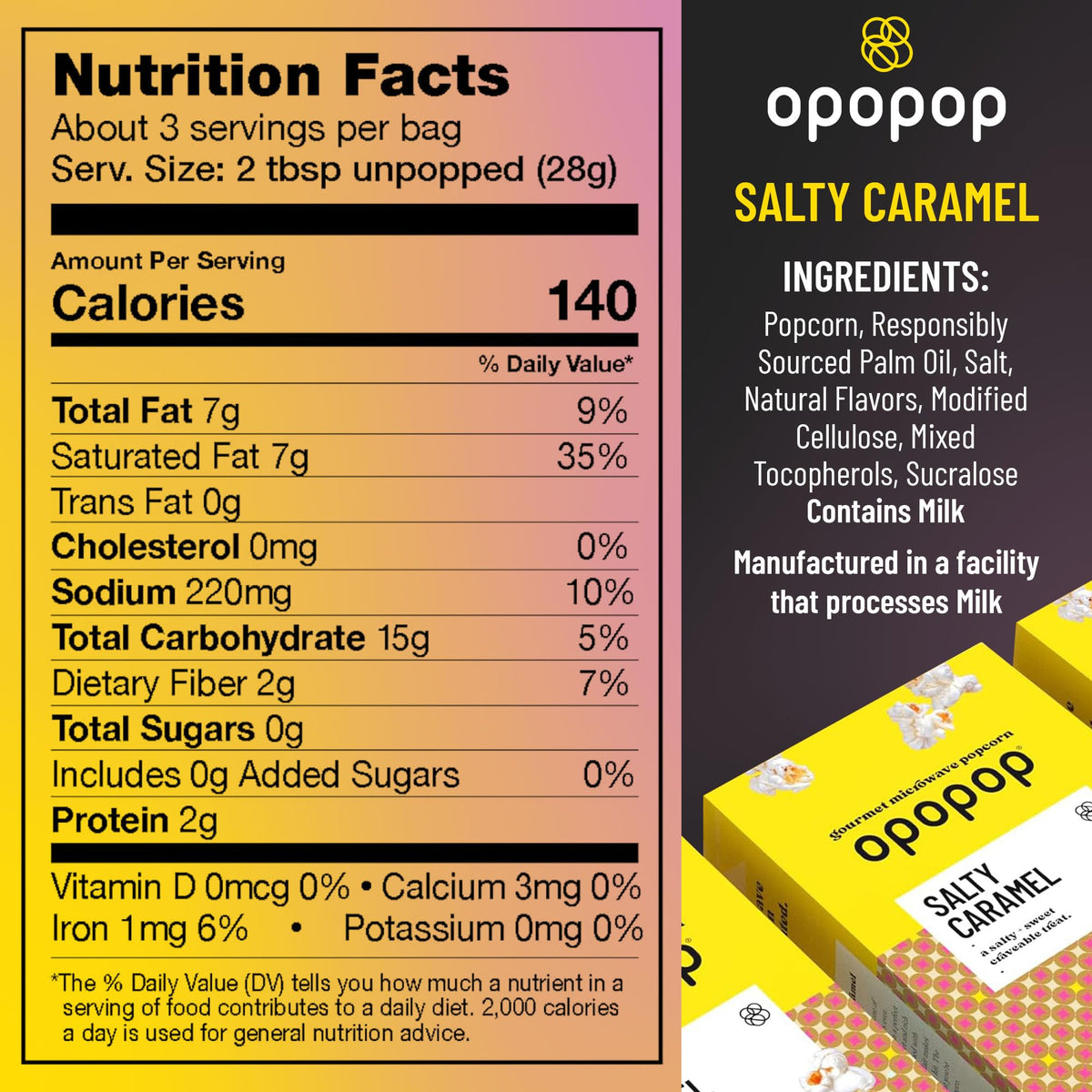Opopop Salty Caramel microwave bag ready in minutes for movie night.