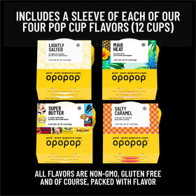 Opopop salty caramel popcorn cups for a sweet-salty movie night.