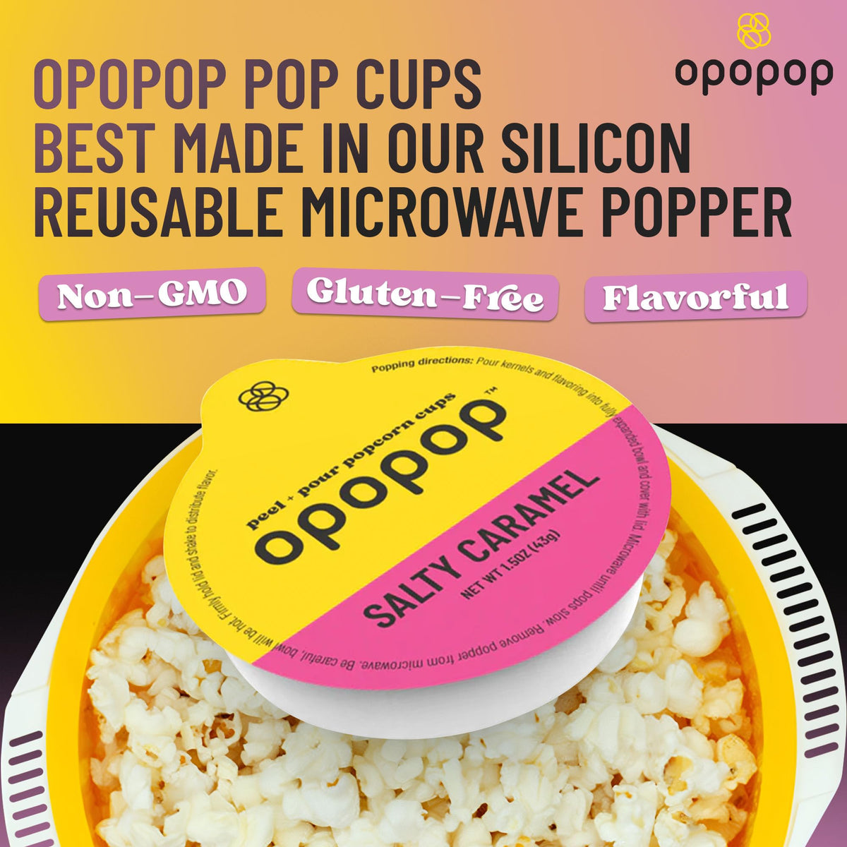 Opopop snack-size portion emphasizes perfect single-serve convenience.
