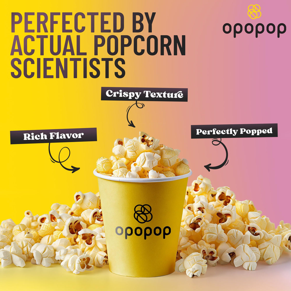 Opopop steaming butter popcorn in bowl highlights crisp kernels