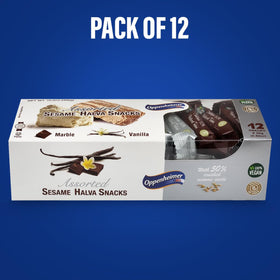 Oppenheimer USA Halva snacks 12-pack box, convenient for sharing or on-the-go snacking.