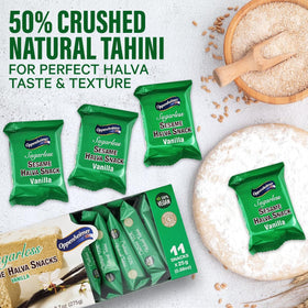 Oppenheimer USA vanilla halva 11-pack bundle on shelf, great value.