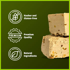 Oppenheimer USA sesame halva pistachio slices ready to share during gatherings.