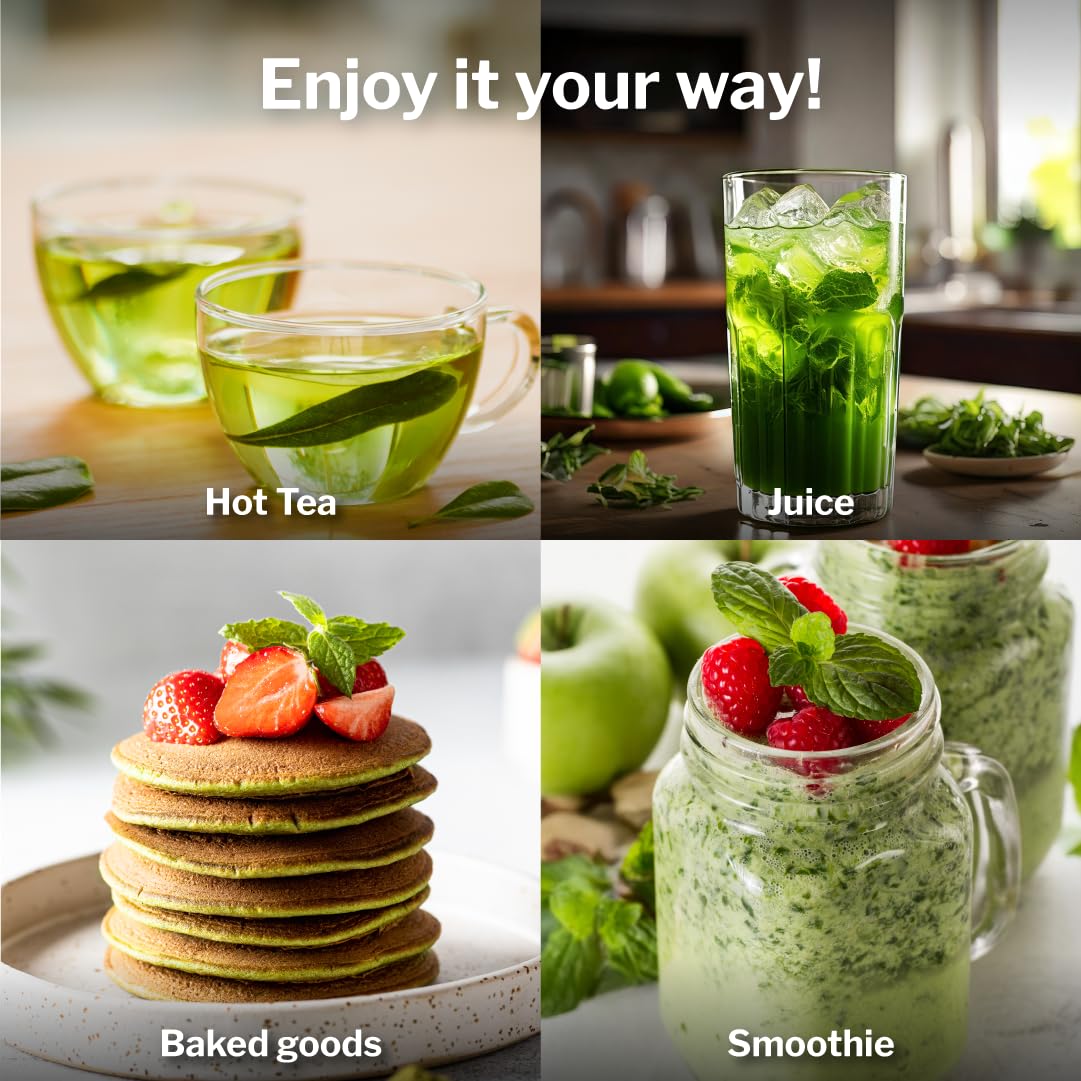 Opportuniteas Tea powder in scoop, easy addition to smoothies or tea