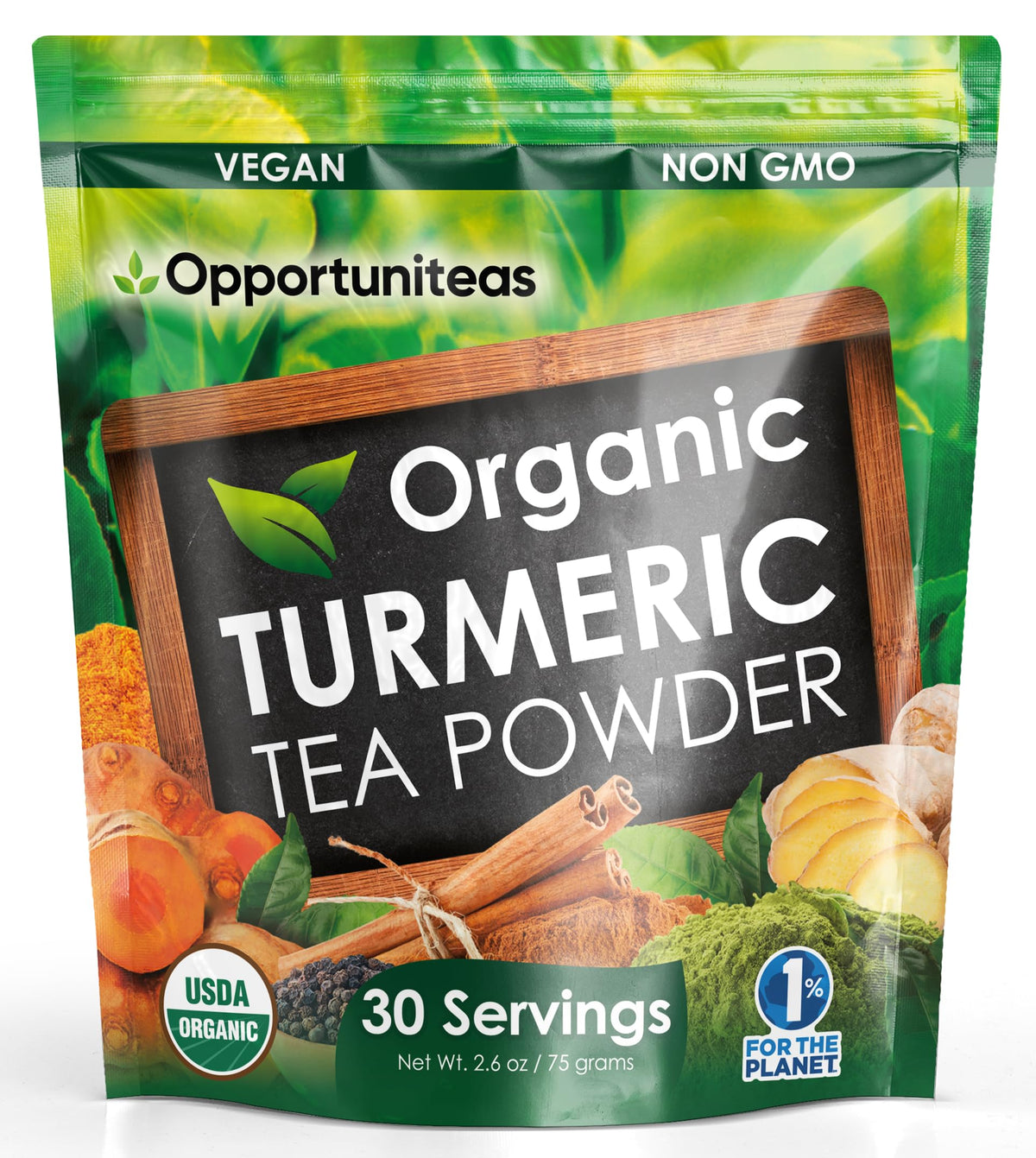 Opportuniteas Turmeric Tea Powder cup steaming evokes a comforting ritual.