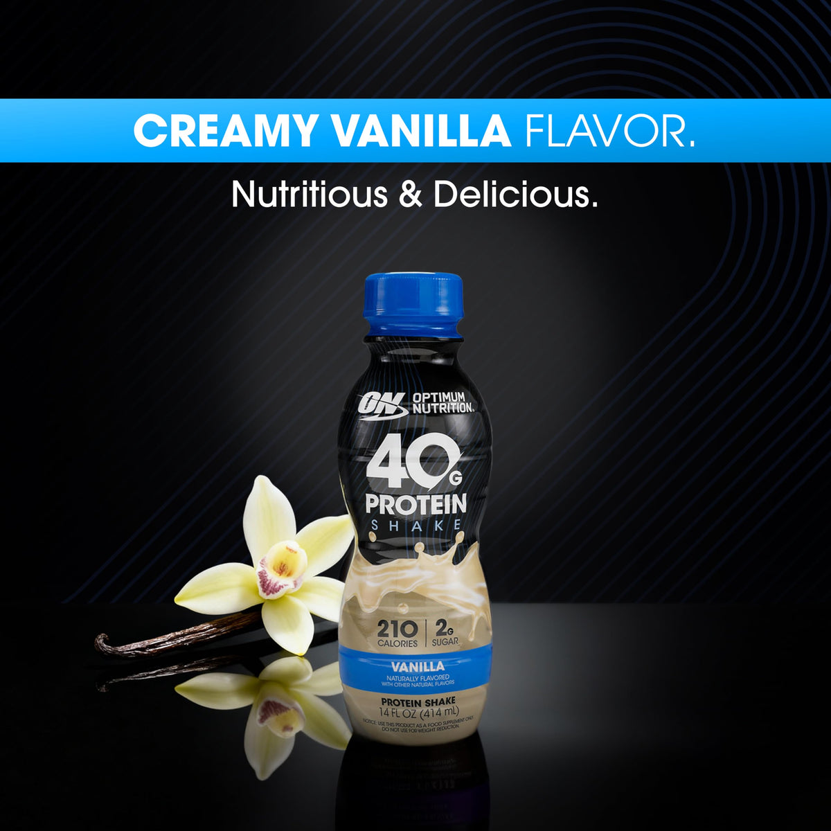 Optimum Nutrition 40g Protein Shake packaging — shelf packaging communicates quality and freshness.