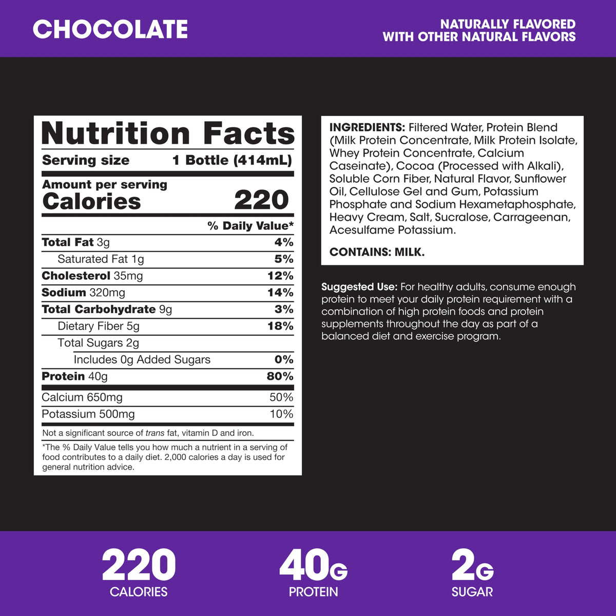 Optimum Nutrition 40g Protein Shake after-workout bottle for on-the-go nutrition.