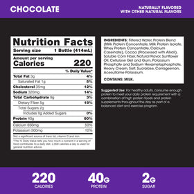 Optimum Nutrition 40g Protein Shake after-workout bottle for on-the-go nutrition.