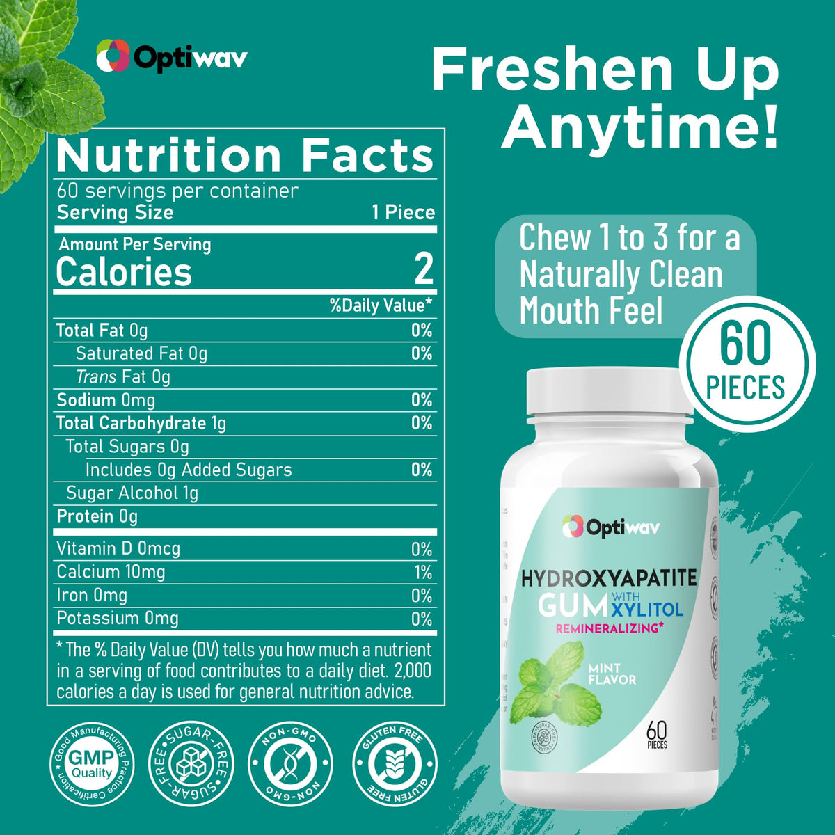 Optiwav Nano Hydroxyapatite gum cool mint glow inviting daily use
