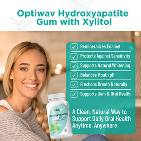 Optiwav Nano Hydroxyapatite gum pack back featuring clean-label ingredients