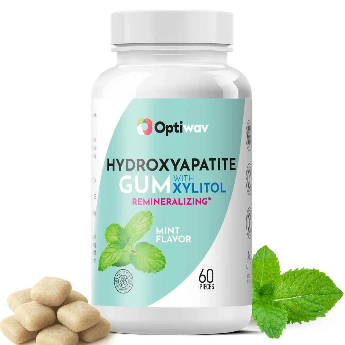 Optiwav Nano Hydroxyapatite gum pack front showing fluoride-free enamel support for daily use