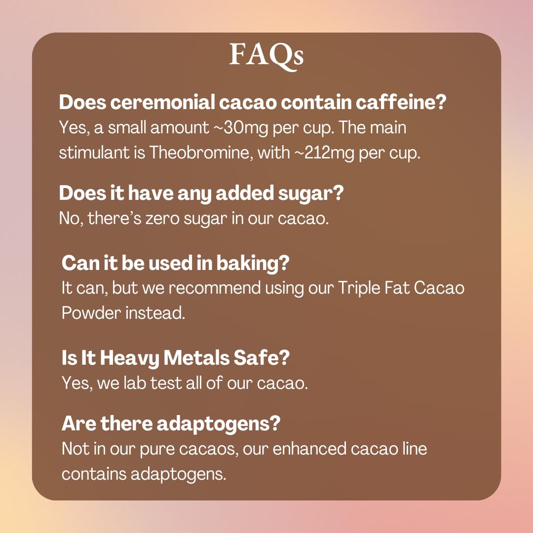 Ora Pure Ceremonial Cacao paste close-up reveals rich, silky consistency.