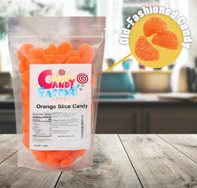 Sarah's Candy Factory orange slices gummies arranged for a party snack