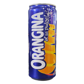 Orangina Pulpe tall can 6-pack ready to chill for refreshment.