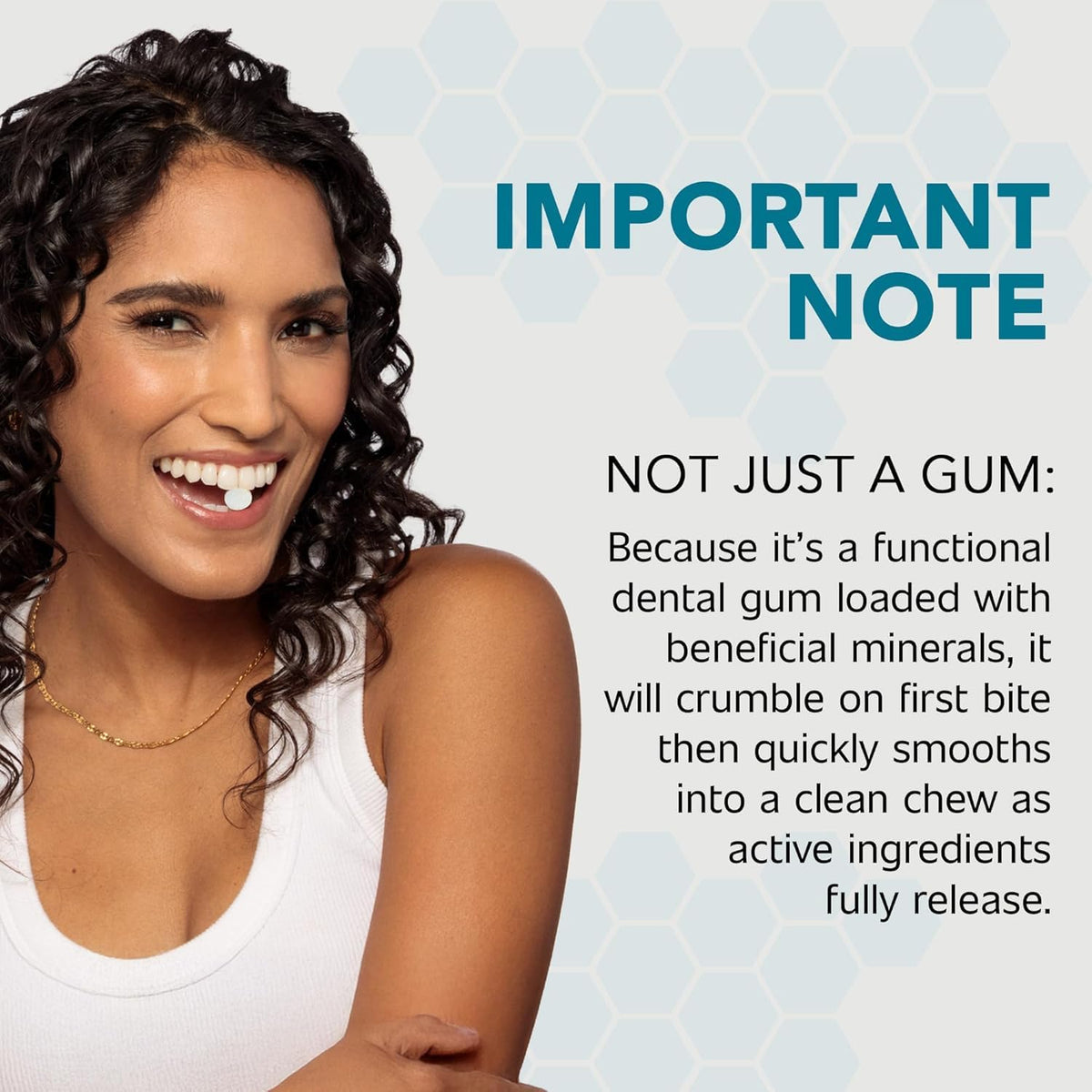OraProtecX fresh mint flavor evokes cool breath after chew.