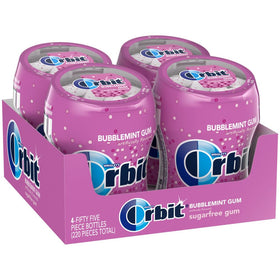 Orbit Bubblemint gum bottle front view with a fresh mouthfeel