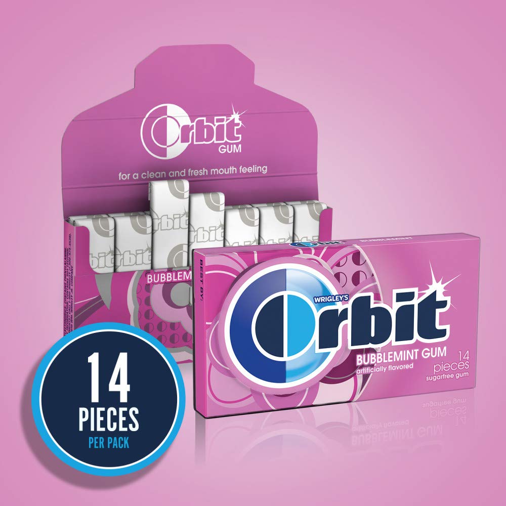 Orbit Bubblemint bulk box side view emphasizing quantity for pantry or office.