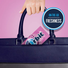 Orbit Bubblemint gum piece close-up reveals minty texture and freshness.