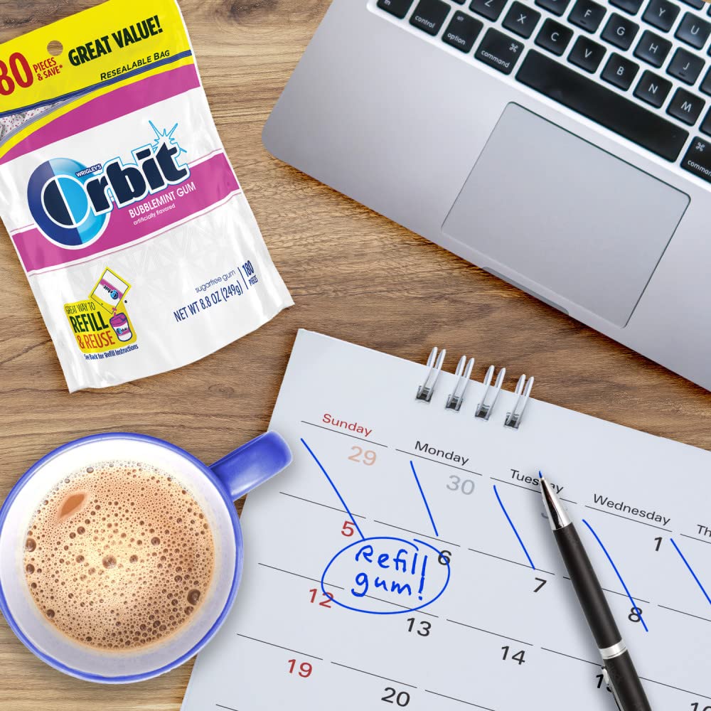 Pocket-size Orbit Bubblemint gum for purses and bags.
