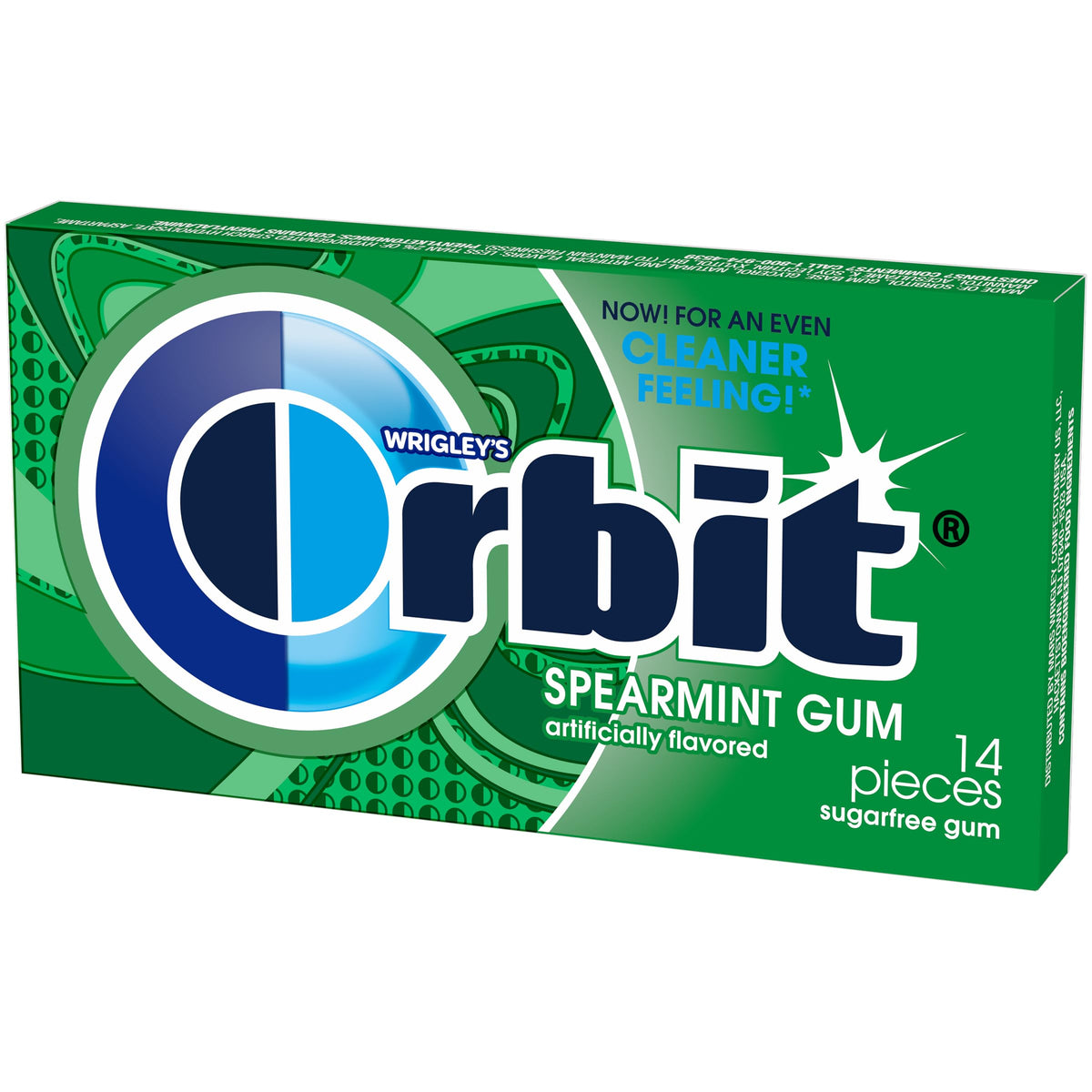 Orbit Spearmint pack close-up showing cool mint flavor for everyday use.