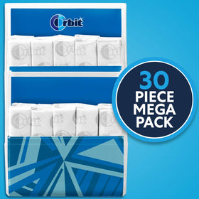Orbit mega pack gum tucked in backpack, ideal for travel days