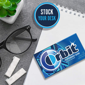 Orbit Peppermint gum 14 pieces per pack shown in a convenient, portable container