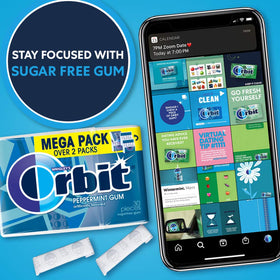 Orbit peppermint sugarfree gum on a sunny beach for quick breath refresh