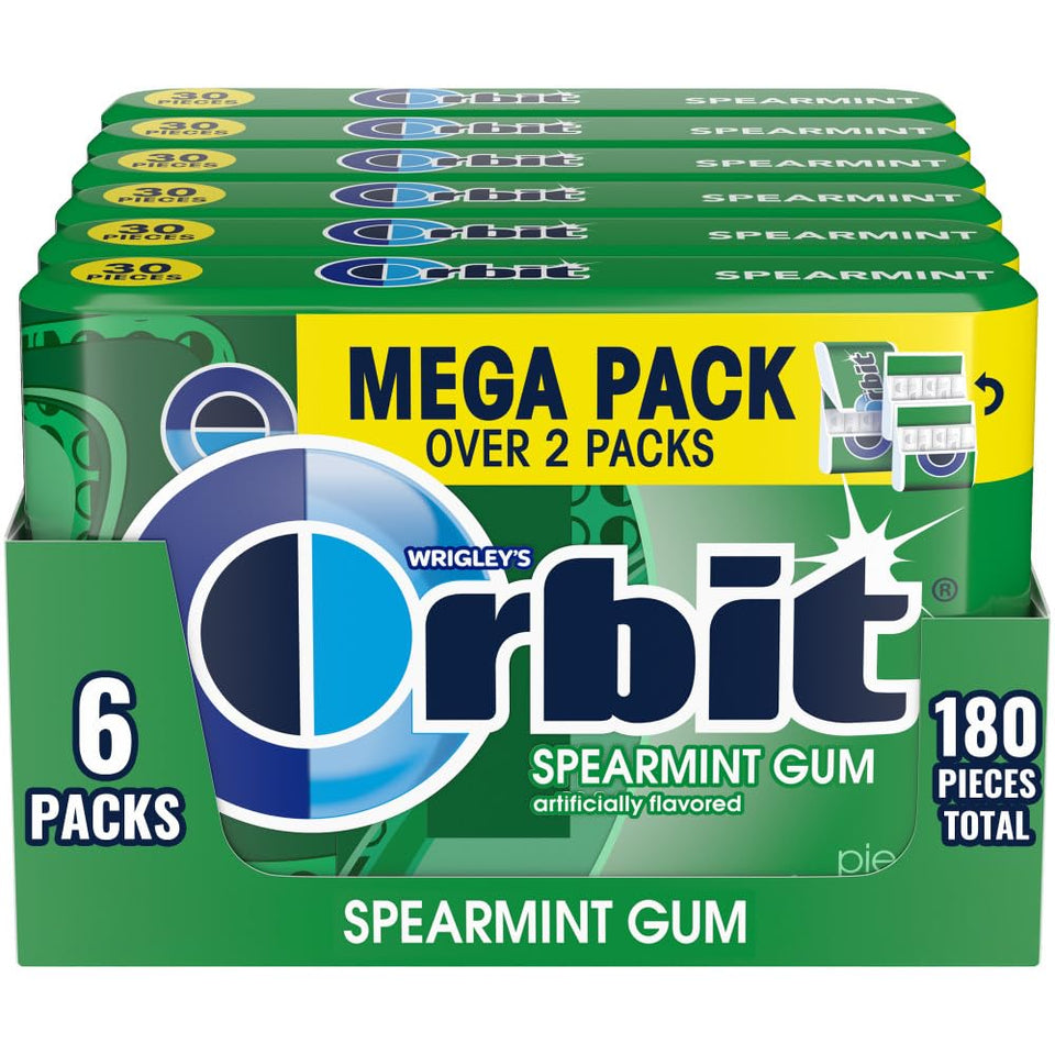 Orbit Spearmint gum bulk pack on shelf for easy grab-and-go freshness.