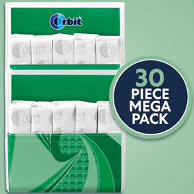 Orbit Spearmint gum individual wrappers shown, easy to stash in bag.