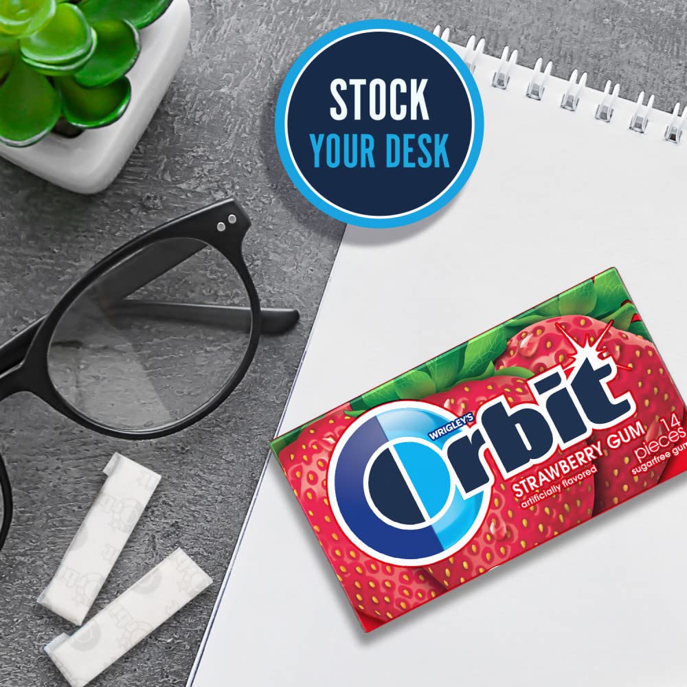 Orbit Strawberry Sugarfree Gum 12-pack display for classroom or office use