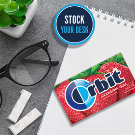 Orbit Strawberry Sugarfree Gum 12-pack display for classroom or office use