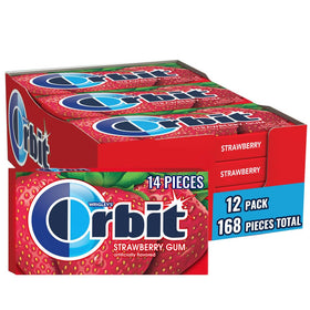 Orbit Strawberry Sugarfree Gum bulk pack front view emphasizes bulk convenience
