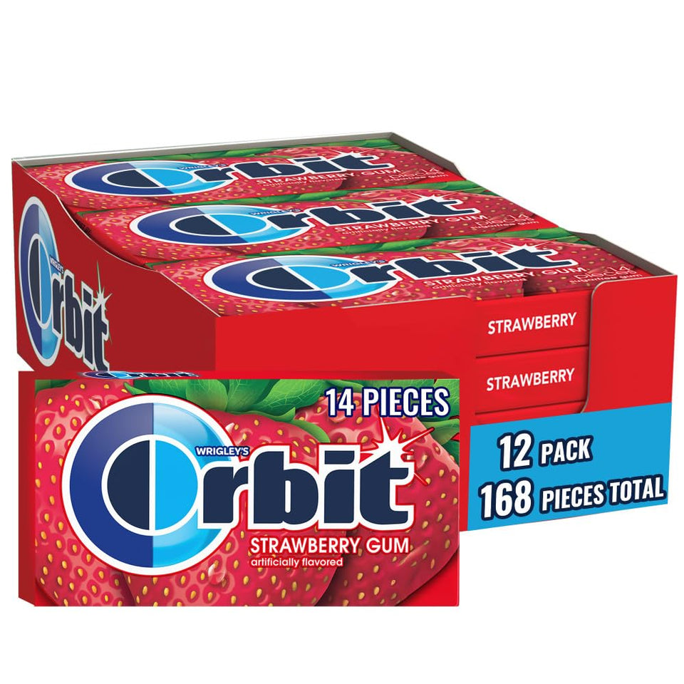 Orbit Strawberry Sugarfree Gum bulk pack front view emphasizes bulk convenience