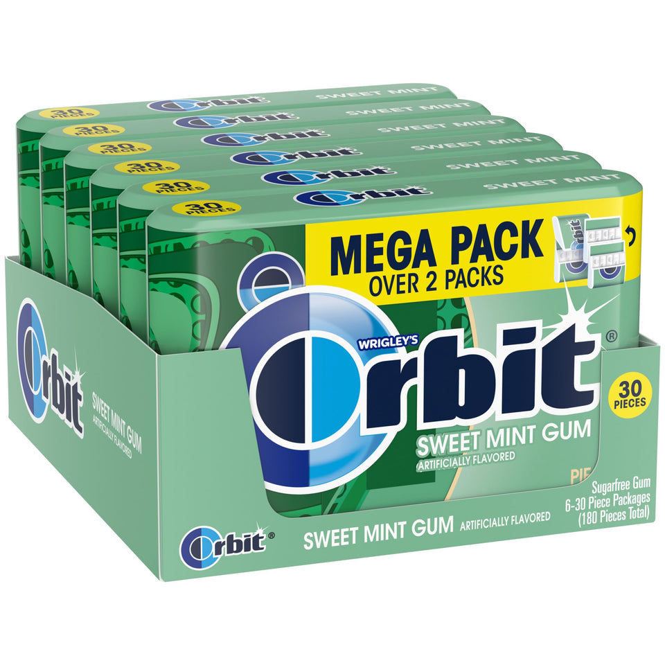 Orbit Sweet Mint gum mega pack front view for on-the-go breath refresh