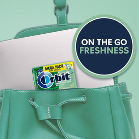 Orbit Sweet Mint gum mega pack in bag highlighting easy portability
